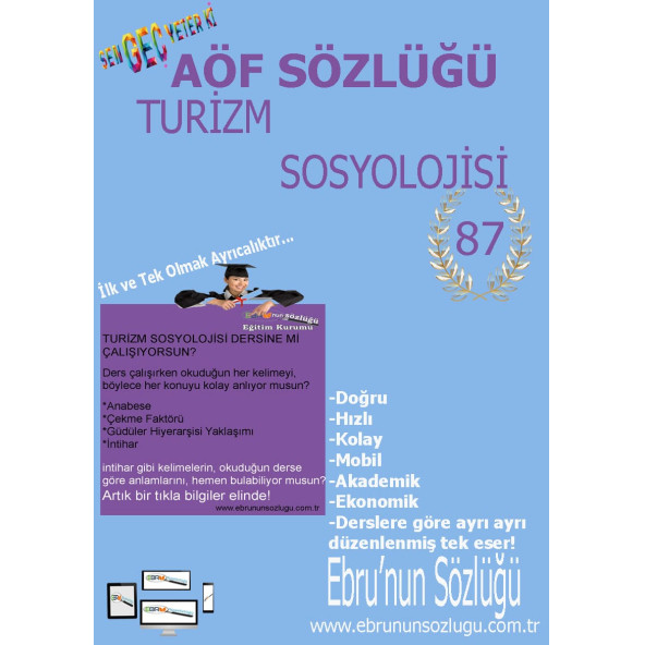 AÖF İİBF Ebrunun Sözlüğü Turizm Sosyolojisi E- Sözlük ürün görseli 1
