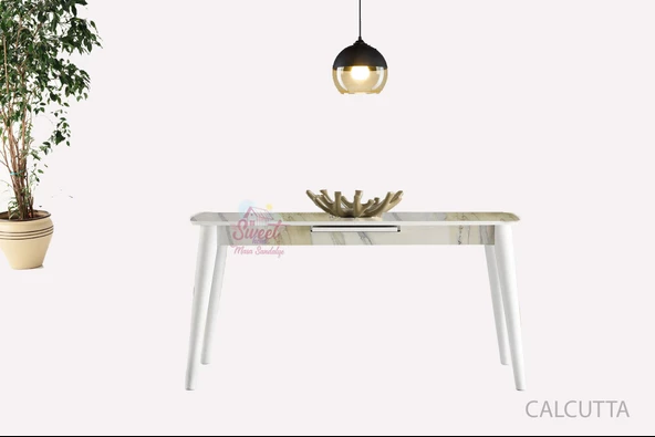 Ortadan Açılabilir Mdf Yemek Masası, Mutfak Masası ( 80x130 CM ) - 6