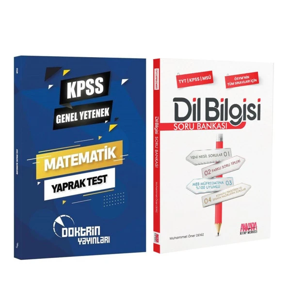 Doktrin KPSS Matematik Yaprak Test ve AKM Dil Bilgisi Soru Bankası Seti 2 Kitap