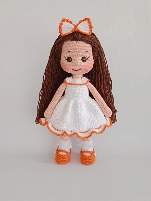 Beyaz Fatoş Bebek Amigurumi Organik Oyuncak - 1