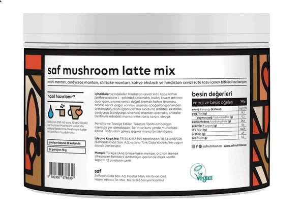 Saf Mushroom Latte Mix 120 Gr - Resim 2