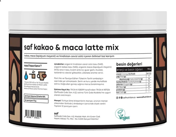 Saf Kakao & Maca Latte Mix 120 Gr - Resim 2
