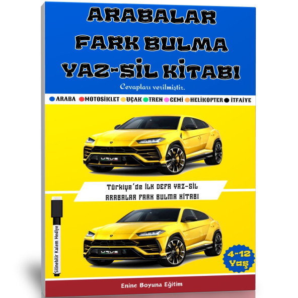 Arabalar Fark Bulma YAZ-SİL Kitabı