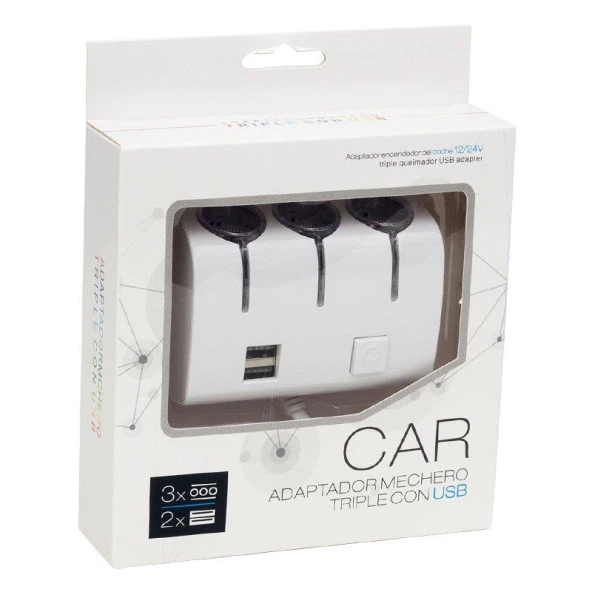 12V/24V ÇİFT USB'Lİ 3'LÜ OTO ÇAKMAK ÇOKLAYICI - 2