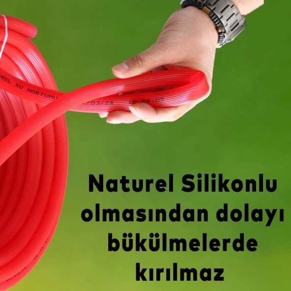 Bahçe Çeşme Su Hortumu İç Çap 1/2 Naturel Silikonlu Sulama Araç Yıkama Hortum 50 Metre - 2