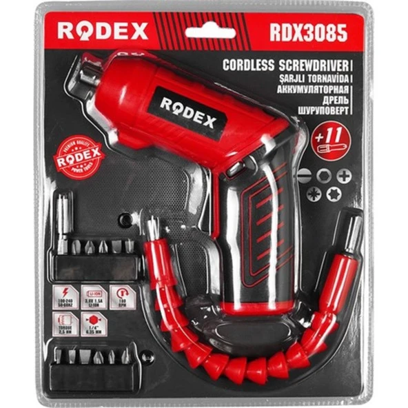 Rodex 3085 C.screwdrıver 6,35mm 210rpm 2,5 Nm 3,6v 1,5ah Lı-ıon Blı