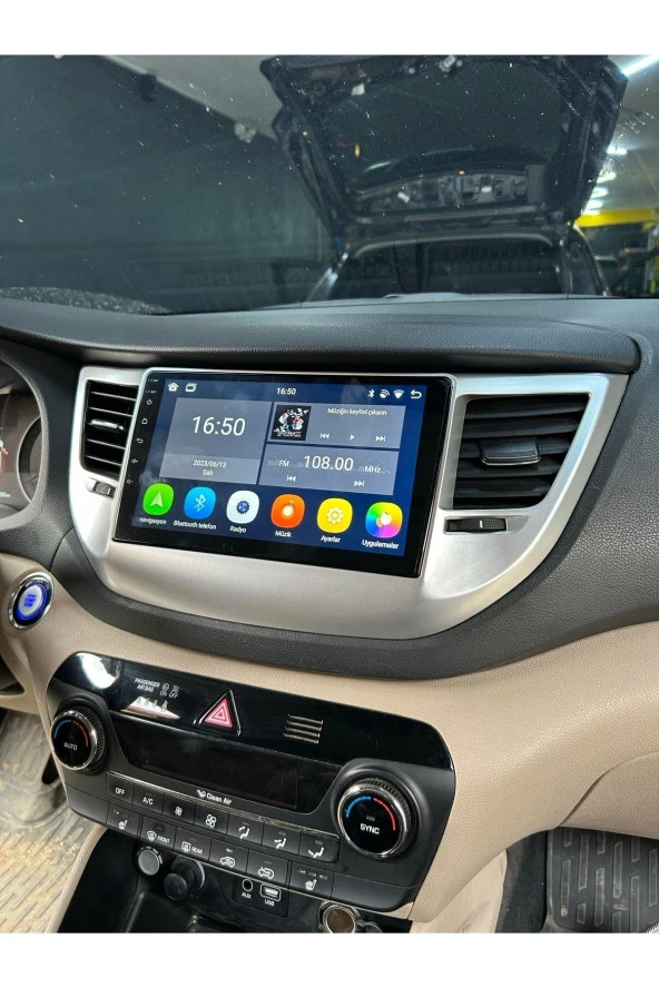 Hyundai Tucson Çerçeveli Android 12 Multimedya Carplay 4GB RAM+64GB HDD Navigasyon Ekran