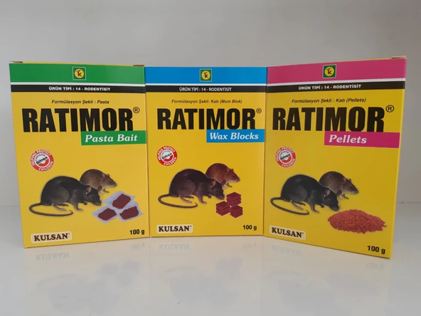 Ratimor Pellets Fare Zehiri  | 100 Gram Ratimor Pasta Fare Zehiri | 100 Ratimor Wax Blocks Fare Zehiri | 100 Gram Gram ürün görseli 1