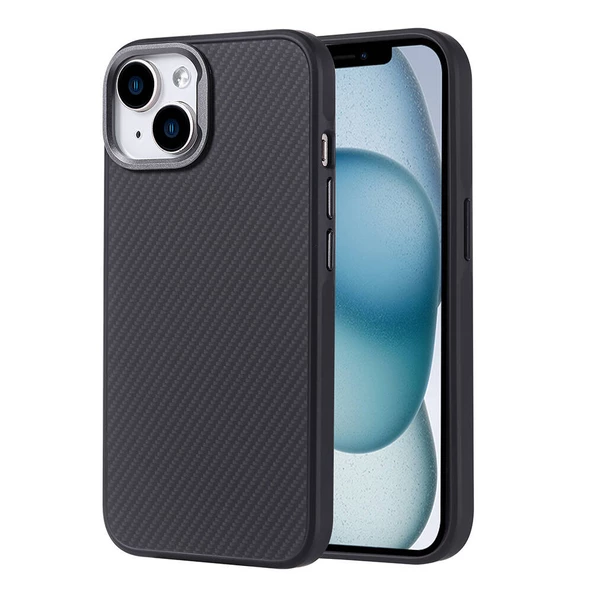 iPhone 14 Kılıf Magsafe Şarj Özellikli Karbon Fiber Görünümlü Troy Kılıf - Resim 2
