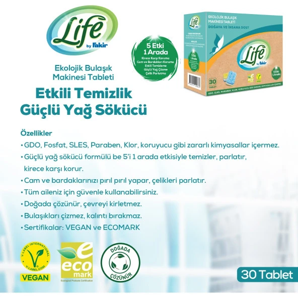 Life By Fakir Ekolojik Bulaşık Makine Deterjanı 30x2 60 Tablet - Resim 2