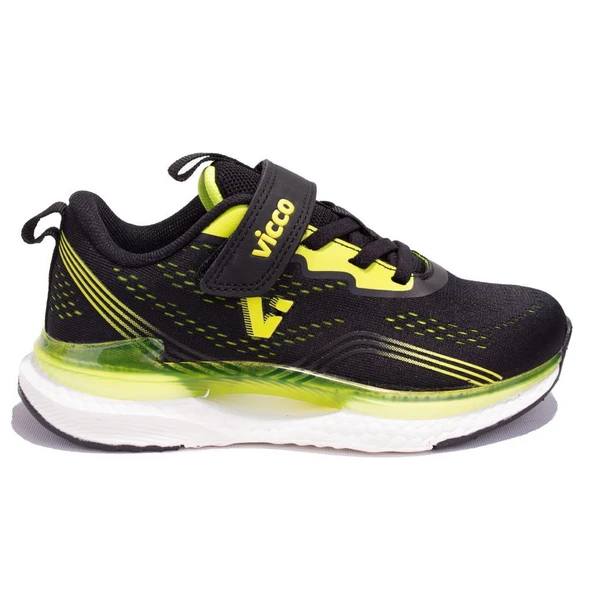 Vicco Nebula 346F24Y113C Siyah Yeşil Ortopedik Erkek Çocuk Spor Ayakkabı - Resim 2