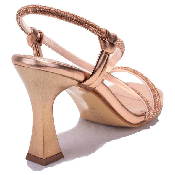 Dagoster DZA07-928580C Roz Taşlı Abiye Topuklu Kadın Ayakkabı - 4