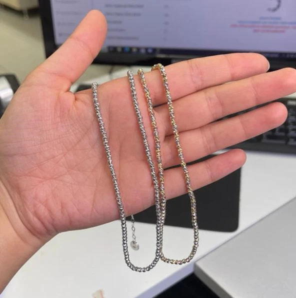 SilverPoint Üç Renk Tam Sıra Gümüş Dorika Kolye - Resim 2