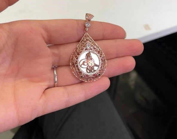 SilverPoint Rose Kaplama Osmanlı Tuğralı Kolye Ucu - 1