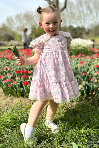 Kız Bebek Elbise Kız Çocuk Elbise Doğum Günü Parti Düğün Elbise Tüllü Kısa Kol Astarlı Elbise - 4