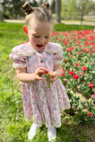 Kız Bebek Elbise Kız Çocuk Elbise Doğum Günü Parti Düğün Elbise Tüllü Kısa Kol Astarlı Elbise - 7