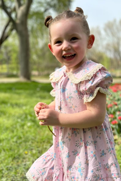 Kız Bebek Elbise Kız Çocuk Elbise Doğum Günü Parti Düğün Elbise Tüllü Kısa Kol Astarlı Elbise - 8