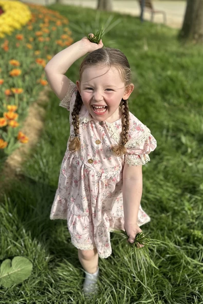 Kız Bebek Elbise Kız Çocuk Elbise Doğum Günü Parti Düğün Elbise Tüllü Kısa Kol Astarlı Elbise - 3