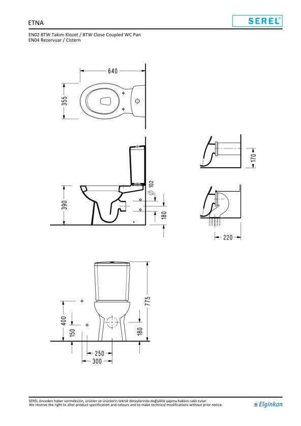 Serel Etna Duvara Sıfır Klozet Seti 4 Parça (EN02GDS110H+EN04S4L110H+150400120006+150400400079) - 3