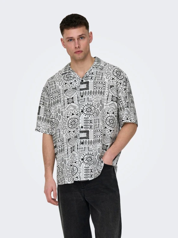 ONLY&SONS Erkek Rahat Kesim Desenli Yazlık Gömlek 22028514