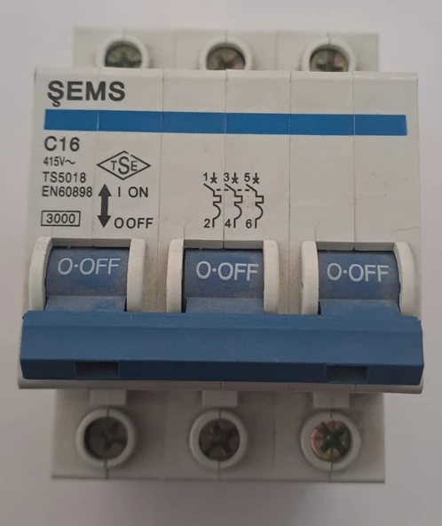 ŞEMS 3X16A 3000 KA C16 GRUP SİGORTA