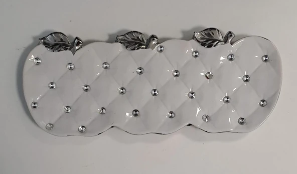 SADO KRİSTAL TAŞLI TEPSİ ELMA DESEN ( 35 x 14,5 cm )