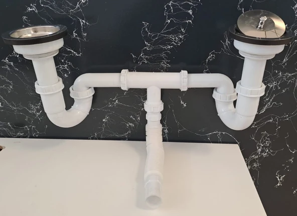 GAMA LÜX ÇİFTLİ ÇÖP MAK S Lİ SİFON  - SÜZGÜ Ø 110 mm - Ø 32 LİK ÇIKIŞLI - 2