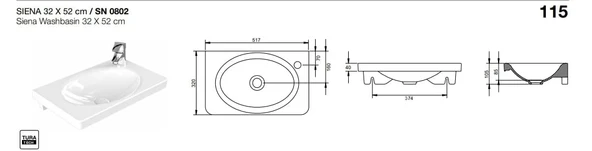 SİENA LAVABO 32X52cm TURAVİT - 3