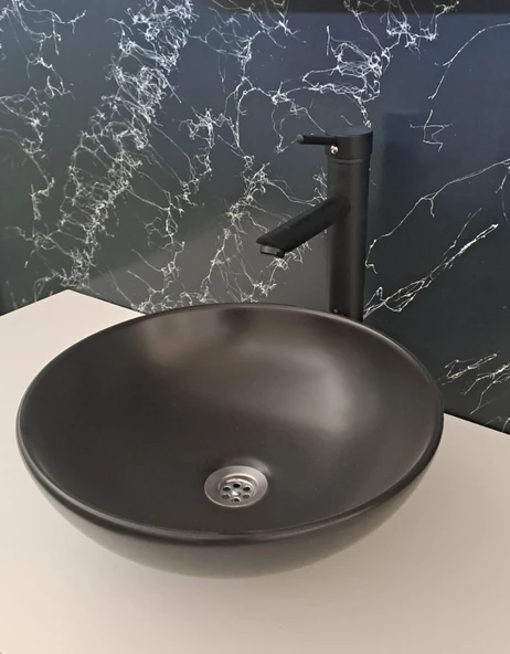 KERASUS PLATİNUM SERİSİ - ÇANAK LAVABO BATARYASI - 15 cm GAGALI - MAT SİYAH - Resim 2