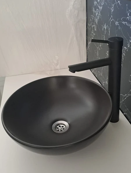 KERASUS PLATİNUM SERİSİ - ÇANAK LAVABO BATARYASI - 15 cm GAGALI - MAT SİYAH - Resim 3