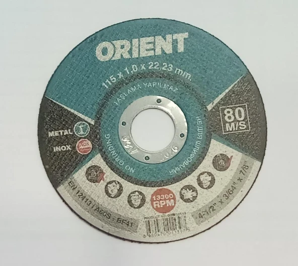 ORIENT İNOX METAL KESİCİ 115 x 1,0 x 22,23 mm ( ORIENT ) 115 mm ürün görseli