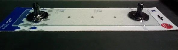 ALZ YAPIŞKANLI CAM ETEJER - ETAJER ( 40x10 cm ) - SİYAH STATİK BOYALI - VAKUMLU AMBALAJ ( YPS18 ) ürün görseli 1