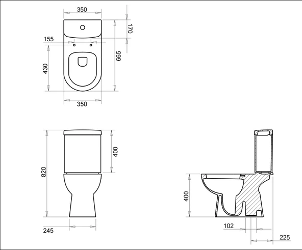 ALİZE ALTTAN ÇIKIŞ KLOZET+REZERVUAR TURASER - Resim 2