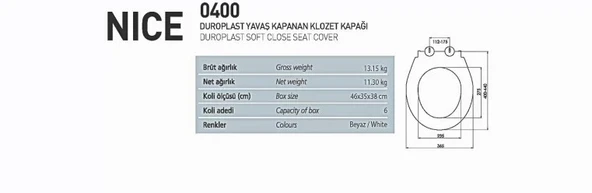 NKP NICE YAVAŞ KAPANAN KLOZET KAPAĞI ( DUROPLAST ) - Resim 2