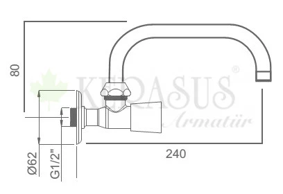 KERASUS CLASSIC PLUS SERİSİ - DUVARDAN TEKLİ EVYE BATARYASI Ø18 - 2