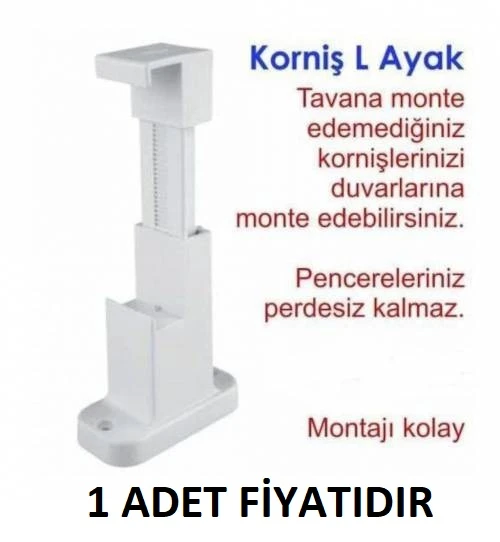 KORNİŞ - PLASTİK L AYAK - 3 KANALLI KORNİŞ DUVAR ASMA APARATI L ( 1 ADET FİYATIDIR )