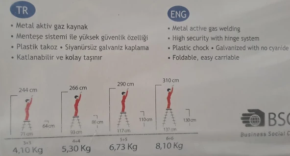 ÇİFT ÇIKIŞLI METAL MERDİVEN 3 BASAMAK ( 3+3 BASAMAKLI ) - 3