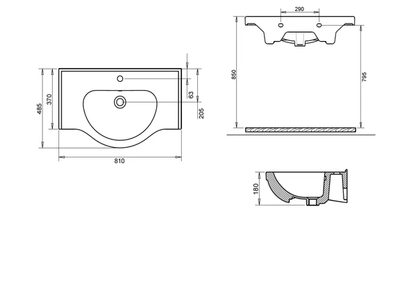 YAKAMOZ ETEJERLİ LAVABO 80cm TURAVİT - 2