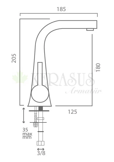 KERASUS YAKUT SERİSİ - MİX KUĞU LAVABO BATARYASI DÖKÜM BORULU 35Ø - 3
