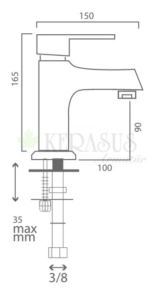 KERASUS SUN SERİSİ - MİX LAVABO BATARYASI 35Ø - Resim 2
