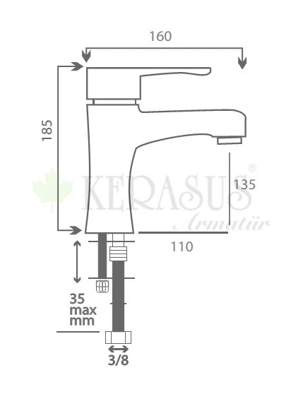 KERASUS SPACE SERİSİ - MİX LAVABO BATARYASI 40Ø - Resim 2