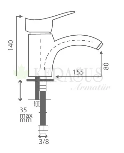 KERASUS MOON SERİSİ - MİX LAVABO BATARYASI 40Ø - Resim 2