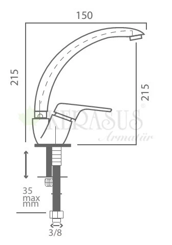 KERASUS LALE SERİSİ - MİX KUĞU LAVABO BATARYASI 35Ø - Resim 2