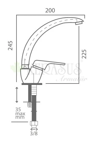 KERASUS LALE SERİSİ - MİX KUĞU EVYE BATARYASI 35Ø - Resim 2