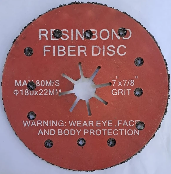 180 x 22 mm 80M/S DELİKLİ FİBER DİSK ZIMPARASI 7x7/8 - Resim 2
