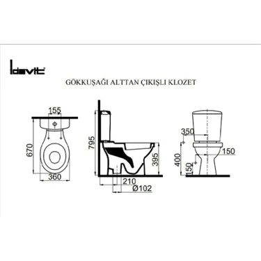 İDEVİT GÖKKUŞAĞI ALTTAN ÇIKIŞLI KLOZET + REZERVUAR - 2