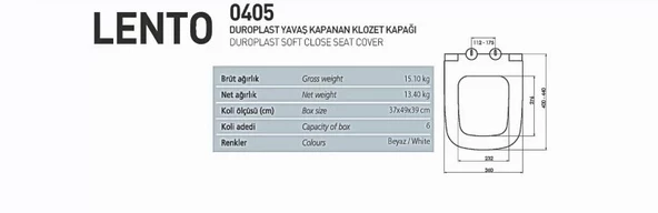 NKP LENTO YAVAŞ KAPANAN KLOZET KAPAĞI ( DUROPLAST ) - 2