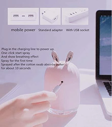 Torima H1 Sevimli Geyik Mini 220ml Hava Nemlendirici Buhar Makinesi Ve Aroma Difüzörü Pembe - 5