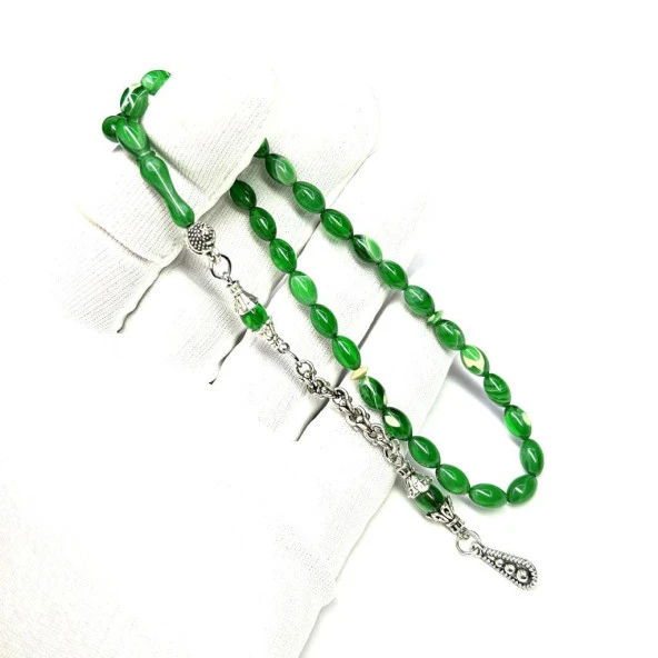 Bilek Boy Beyzi Model Püsküllü 5-8mm Hareli Sıkma Kehribar Tesbih