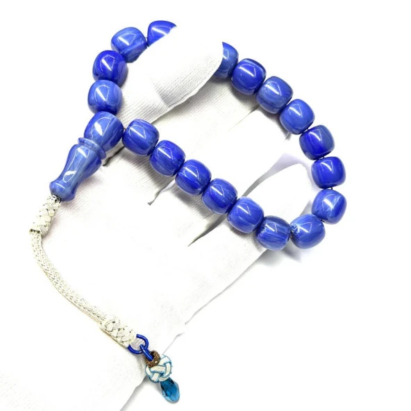 4 Parmak Genişliğinde Maskot Fıçı Model 12-12mm Kazaz Püsküllü Hareli Sıkma Kehribar Tesbih